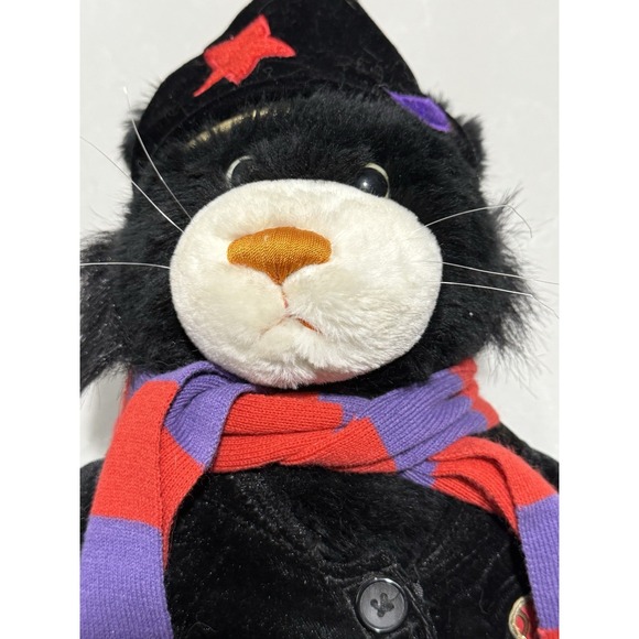 Build A Bear Boo Kitty Glow In Dark Eyes Black Halloween Cat Plush 16" w/ Outfit - Picture 2 of 10
